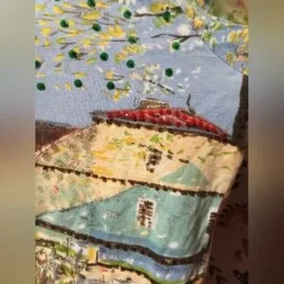 Vintage Take Two Beaded All Over Print Design Long Sleeve Top Size 1X - Picture 3 of 4